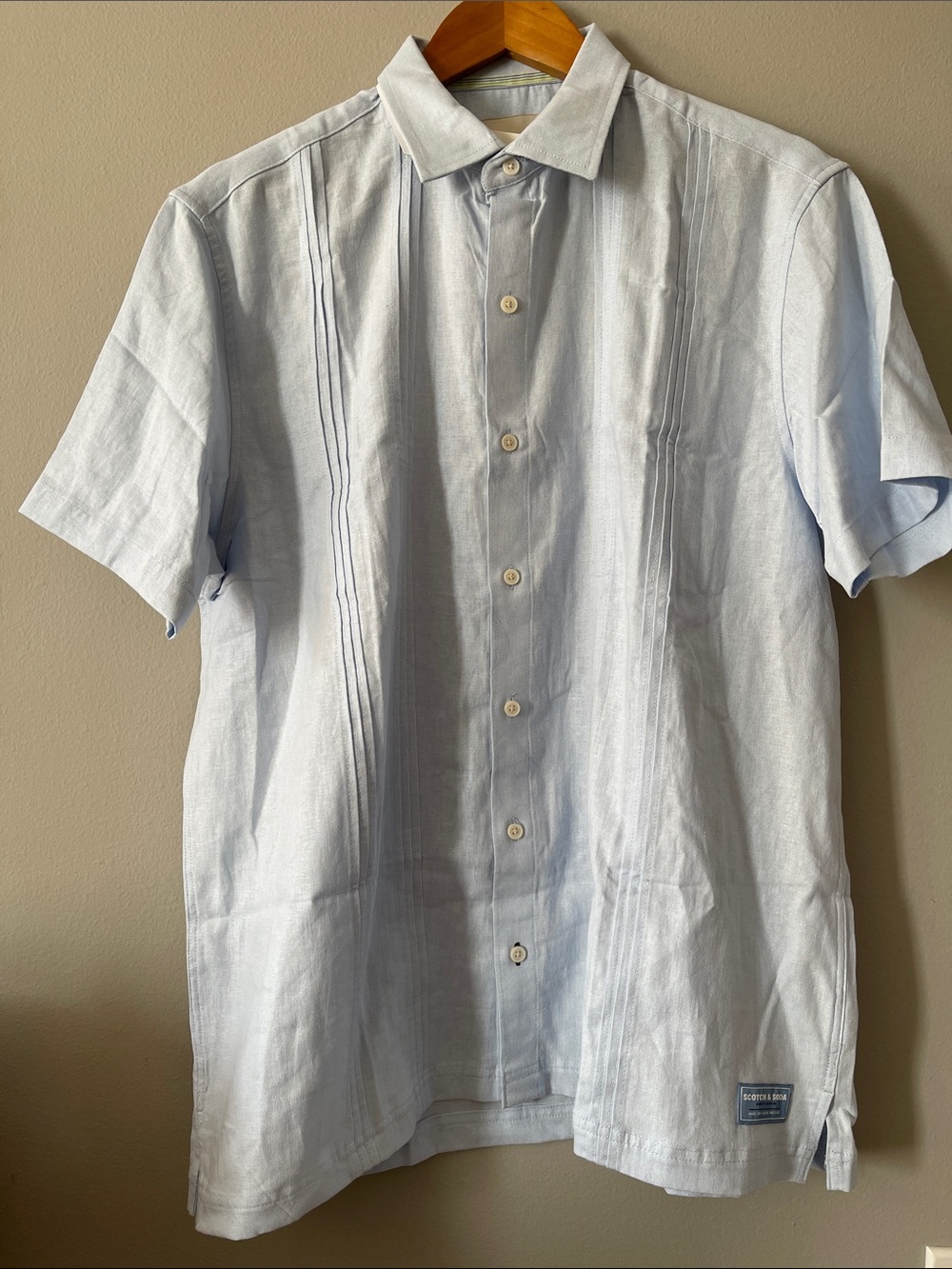 Scotch & Soda Light Blue Short Sleeve Button-Down Shirt
